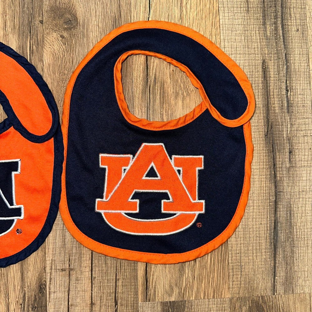 Baby Unisex Auburn University One Size Orange Navy Bibs Set Tigers Lot of 2 - Picture 3 of 6